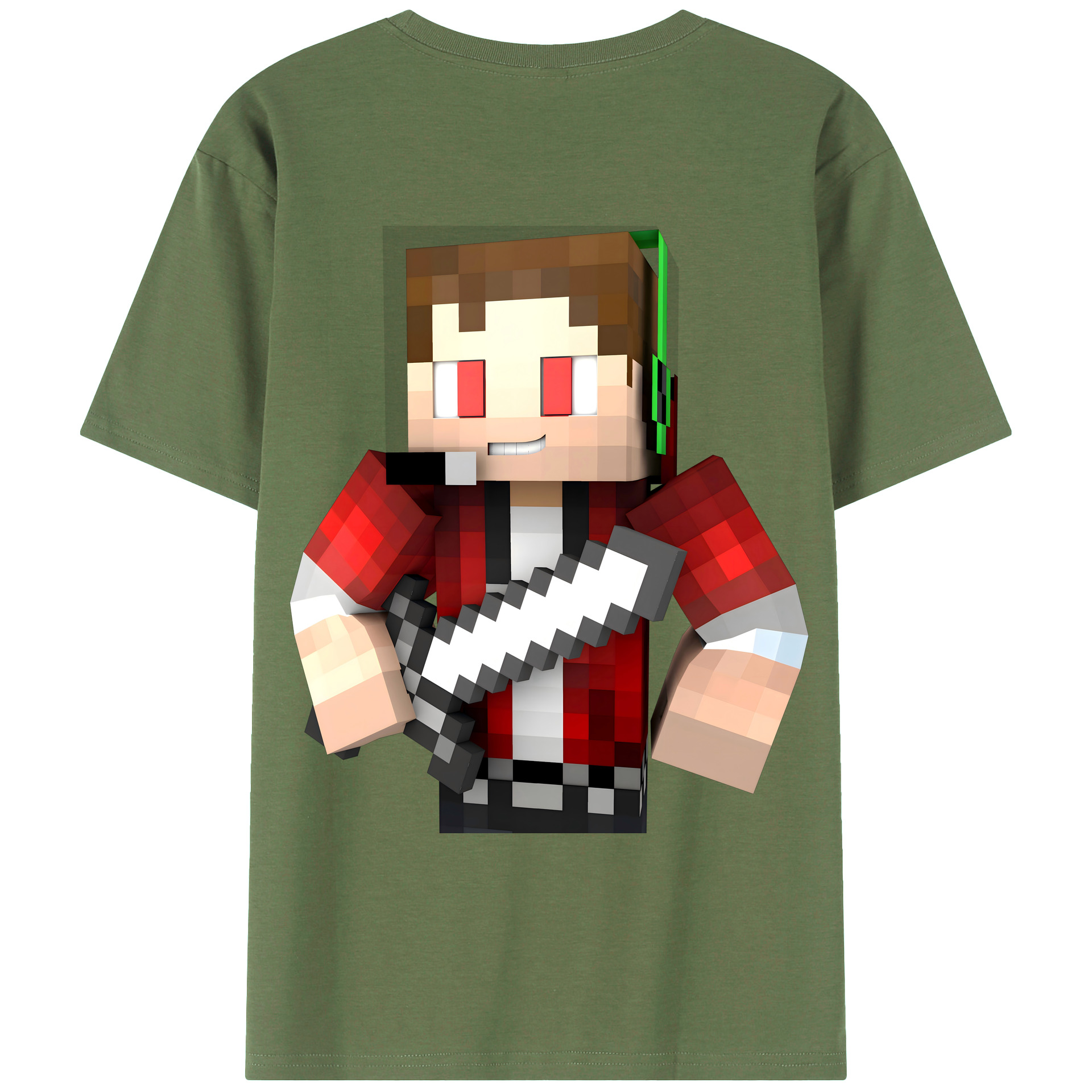 （画像用） マインクラフト ブロックの世界 Minecraft MC Block world 綿100％ メンズ半袖Tシャツ（バックプリント） 通気性